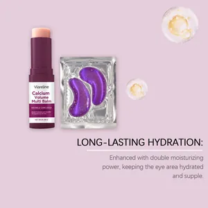 Viareline Calcium Volume Multi Balm Stick und lila Augenpads für intensive Augenfeuchtigkeit.