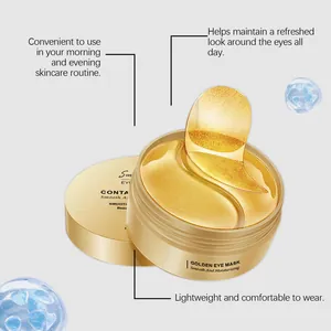 Vista detallada de las mascarillas de hidrogel dorado para ojos con efecto hidratante.