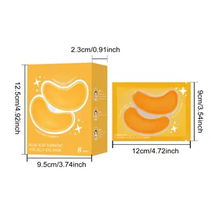 Dimensions de la boîte de masque pour les yeux Kojic Acid Turmeric et du sachet.