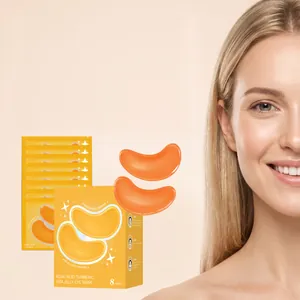 Masque pour les Yeux en Gelée au Curcuma et Acide Kojique Hydratant Éclaircissant pour Cernes Soins de la Peau Femme