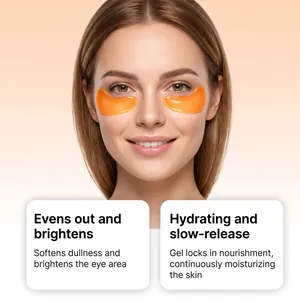 Gros plan d'un mannequin portant des masques yeux à la vitamine curcuma pour illuminer