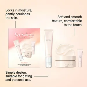 Set de cuidado facial revitalizante con suero de ojos, hidratante y parches oculares