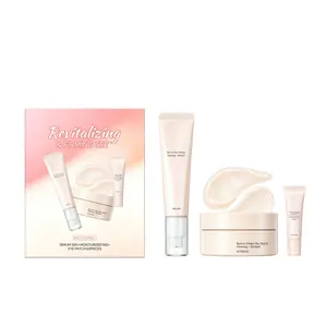 Set de cuidado facial revitalizante con ginseng y retinal, suero y parches
