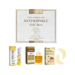 Set completo de cuidado facial antiarrugas con suero, crema y mascarillas para ojos