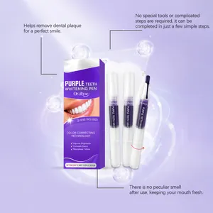 Purple teeth whitening pen set with color correcting technology for a brighter smile.