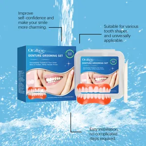 Complete Oralhoe denture grooming set with upper and lower veneers for a perfect smile.
