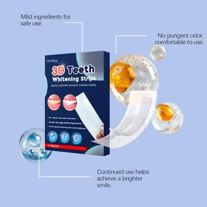Close-up detail of 3D teeth whitening strips with mild ingredients for a brighter smile.