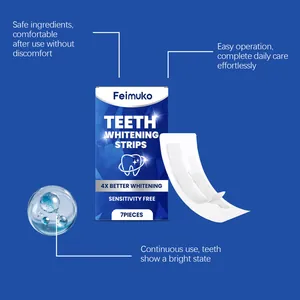 Feimuko teeth whitening strips for daily care featuring safe ingredients and easy operation.