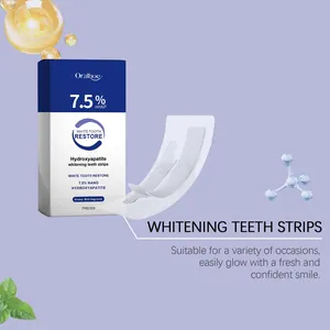 Oralhoe 7.5% nHAP whitening teeth strips detail showing packaging and transparent gel strip