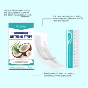 Oralhoe premium coconut oil teeth whitening strips set with 12-level shade guide