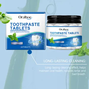 Vue détaillée des pastilles dentifrice à la menthe Oralhoe pour un nettoyage durable.