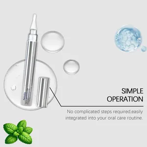 Detail of Feimuko teeth whitening pen showing its precision brush tip and gel texture