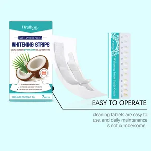 Professional teeth whitening strips kit with coconut oil and shade guide for home use