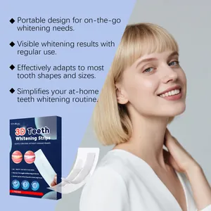 Oralhoe 3D teeth whitening strips detail showing packaging and bright white smile results