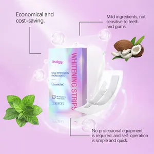 Detail view of Oralhoe peroxide-free teeth whitening strips with mint and coconut