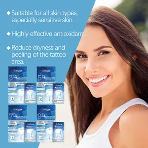 Professional teeth whitening strips shown with various packs and a bright smile