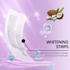 Close-up of coconut-scented teeth whitening strips for home use