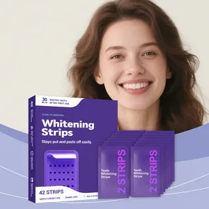 Kit de bandes de blanchiment des dents violettes avec 42 sachets pour un beau sourire