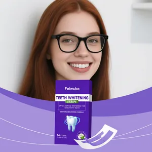 Professional Feimuko teeth whitening strips box and sample strip for sensitive teeth care
