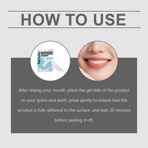 Detail showing how to apply the Feimuko teeth whitening strip for optimal results.