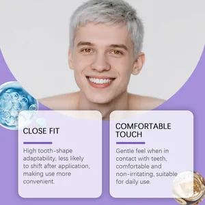 Feimuko teeth whitening strips detail showing close fit and gentle comfortable formula