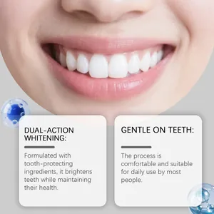 Detailed close-up of a bright white smile showing the dual-action teeth whitening effect
