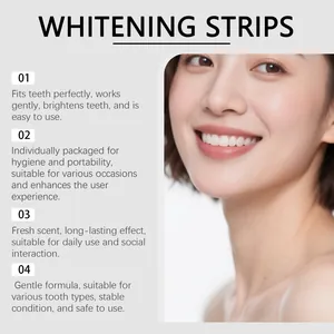 Professional whitening strips for a bright smile and gentle daily dental care usage.