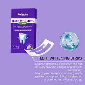 Compact and portable Feimuko teeth whitening strips designed for easy use during travel