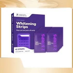 Bandes de Blanchiment des Dents Violettes Nettoyage Doux Élimination des Taches Émail Sûr Bandes de Gel Blanchissant 42 Bandes