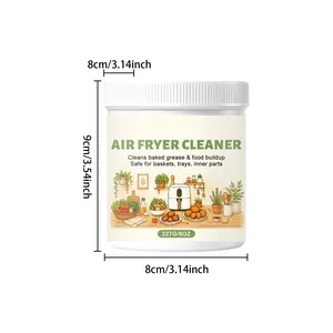 Detailed dimension view of a 227g air fryer cleaning powder jar measuring 8cm by 9cm