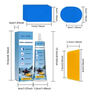 Jue Fish vinyl adhesive repair kit with patches and dimensions for inflatable products