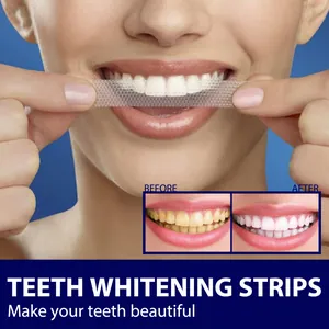 Teeth whitening strips for stain removal and enamel repair before and after
