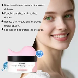 Parches de colágeno para ojos con beneficios junto a una modelo sonriente