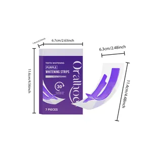 Détails des dimensions des bandes de blanchiment des dents violettes Oralhoe en boîte
