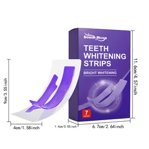 Detailed view of South Moon purple teeth whitening strips showing product dimensions
