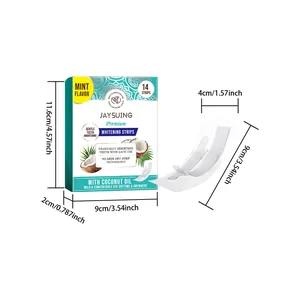 Premium Jaysuing coconut oil teeth whitening strips with detailed size dimensions