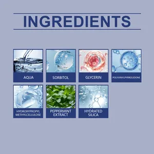 Detailed ingredient list for tooth brightening strips featuring peppermint extract