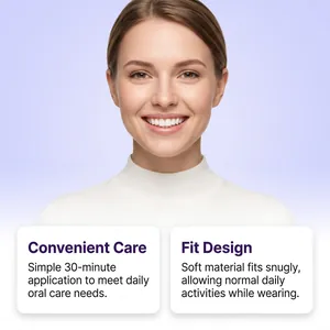 Vue détaillée des bandes de blanchiment des dents violettes pour un sourire éclatant