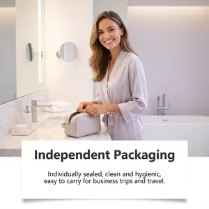 Independent packaging for teeth whitening strips in a portable travel toiletry bag