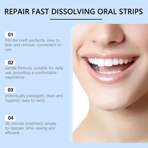 Close-up of clean white teeth showing the benefits of fast dissolving oral strips.