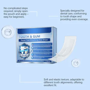 Detail view of fast-dissolving oral strips for gentle tooth whitening and stain removal