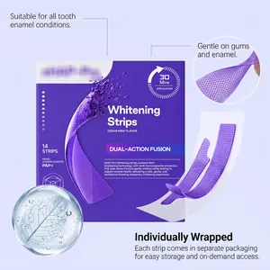 Professional purple whitening strips for sensitive teeth with cedar mint flavor, 14 count