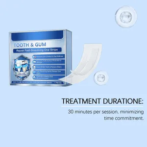 Detailed view of Tooth & Gum repair oral strips packaging showing usage instructions