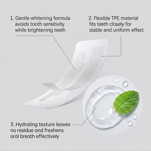 Détail des bandes de blanchiment en TPE souple et texture gel hydratante à la menthe