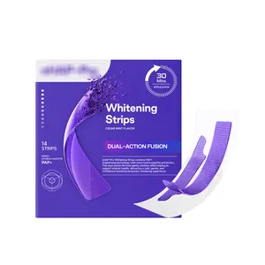 Professional purple teeth whitening strips with mint flavor for dental care and brightening