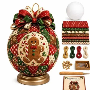 DIY Weihnachten Lebkuchenmann Patchwork Ornament Bastelset mit Stoffen und Werkzeug
