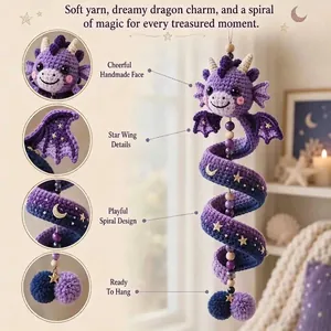 Suspension dragon en spirale au crochet fait main pour décoration chambre d'enfant