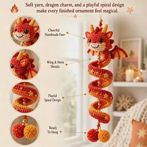 Ornement en spirale de dragon au crochet fait main pour déco de chambre d'enfant