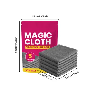 Specifiche dimensionali dettagliate per confezione da 5 panni in microfibra grigi magici