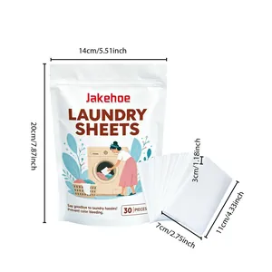 Detail showing 20x14cm dimensions for JAKEHOE laundry sheets with 30 pieces pack.